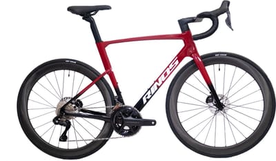 Rinos Odin 7.1 Carbon Road - Racefiets - met UCI Frameset - met SHIMANO Ultegra Di2 - 24 versnellingen en schijfremmen - lichte fiets voor dames en heren -Wielen van koolstofvezel - 700 x 40C - Zwart en Rood - XS-50
