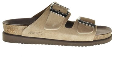 Mephisto Taupe Dames Slipper 2 Gespen maat 42