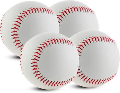 Set van 4 Handgenaaide Baseballs van 9 Inch - Professionele Softballen voor Training en Wedstrijden voor Jongeren en Volwassenen
