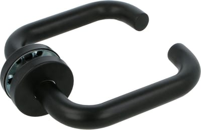AMIG Deurklink RVS 140x19mm – Rond Rozet 53mm – Terugslagveer – INOX Staal Zwart - Deurbeslagset Binnen