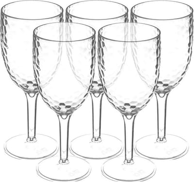 5Five Wijnglazen Estiva - 6x - helder transparant - onbreekbaar kunststof - 350 ml - camping/outdoor