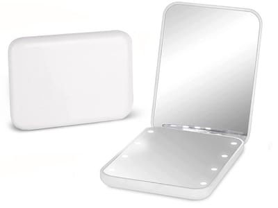 Make-upspiegel - 1x/3x vergroting - LED - Klein met verlichting - Dubbelzijdig - Draagbaar - Opvouwbaar - Handspiegel met verlichting - wit