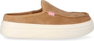 HEYDUDE - Austin Lift Suede Stud Dames Instappers Cognac - Maat 41