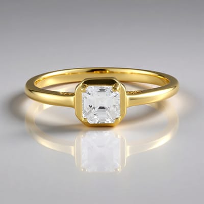 Cavill - 925 Sterling Vergulde Zilveren Ring - 1,53 ct Cambodjaanse Zirkoon - Achthoek Asscher Geslepen - Elegant Damesring Maat 20-22