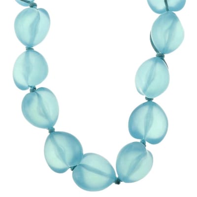 Behave - Lange blauwe ketting met hartvormige kralen en lint 92cm