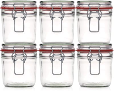 Le Pratique Weckpotten 350ml | Voordeelset 6 stuks | Glazen Beugelpotten van Ø 85 mm (Rond) | Premium kwaliteit | Made in France