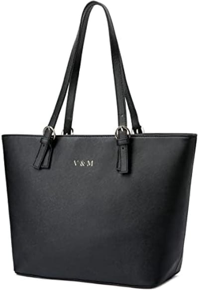 PromoHome Dames Shopper Handtas - Elegante Zwarte Schoudertas - Verstelbare Riemen - Veganistisch Imitatieleer - Waterafstotend - Modieuze Hengseltas voor Vrouwen "Zwart"