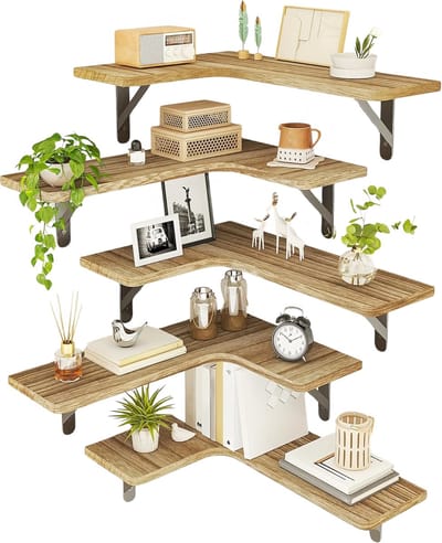 Stervia Wandplank - Wandplank Hout - Wandplank Zwevend - 5 Stuks - Draagvermogen 18 KG - 41 x 29 x 1.5 cm
