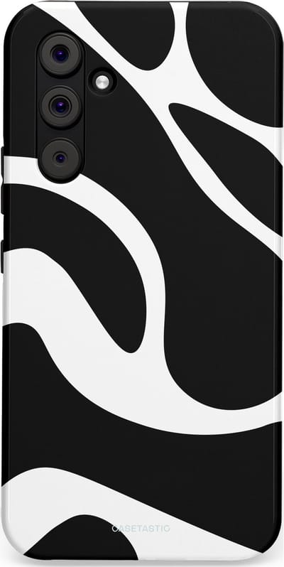 Casetastic Hoesje Geschikt voor Samsung A54 (5G) - Stijlvolle Beschermende Duo-layer Case - Zwart Wit Golven