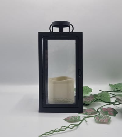 Lantaren - LED-kaars - 6/23/YZE - Zwart - Warm wit - Windlicht - Graflantaarn - Grafdecoratie