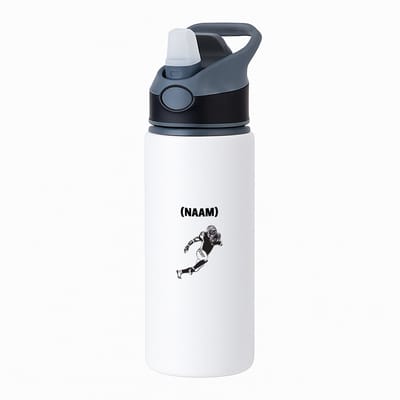 Hacebo® - American football met eigen naam waterfles met rietje zwart - Sport - Sporter - American footbaal - water fles - 650ML