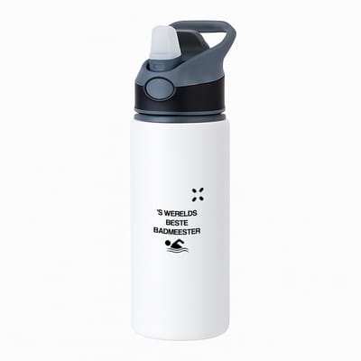 Hacebo® - 'S werelds beste badmeester waterfles met rietje zwart - Badmeester - Badmeesters - zwemmen - zwemdiploma - cadeau - kado - gift - geschenk - vaderdag - lifeguard - water fles - 650ML
