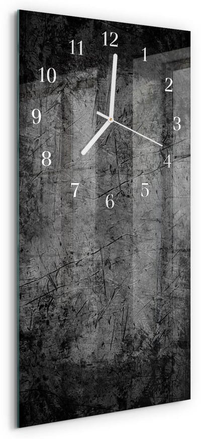 Tulup Wandklok - Patroon Glazen Klok Met Print - 30x60 cm - Zwart Moderne Glazen Wandklok - Witte Handen - Rechthoekige Wandklok - Moderne Wandklok Glas - Wandklok Glas Decoratie