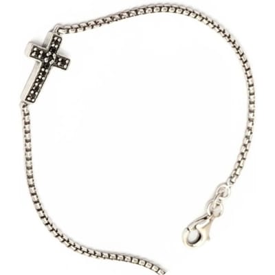 Dames Venetiaanse Kruzifixe Armband 'Zwarte Ziel' in 925 Sterling Zilver BIPU002