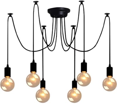 TOVBMUP Kroonluchter - Vintage kroonluchter - DIY lamp - Zwart - 6 E27 lamphouders