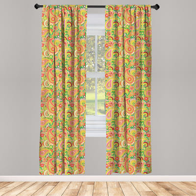 ABAKUHAUS Paisley gordijnen – 2-panelen – veelkleurig 150x245 cm