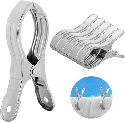 Extra grote strandhanddoekclips van roestvrij staal - Winddichte metalen klemschroeven voor ligbedden, zwembadstoelen en meer, ideaal voor strand en buitenactiviteiten