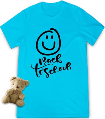 T shirt Back to School - Grappig tshirt voor jongens en meisjes - Unisex maten: 92 t/tm 164 - Shirt kleuren: wit, turquoise en fuchsia.