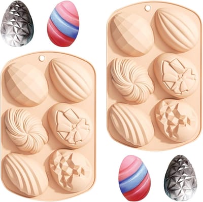 Set van 2 Siliconen Mallen voor Paaseieren - Perfect voor Chocolade, Snoep en Badbommen, Ideaal voor Pasen Decoratie en Bakprojecten