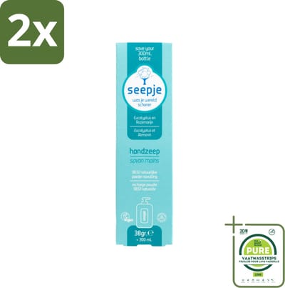 Seepje - Handzeep - Natuurlijke Geur & Verzorging - Eucalyptus en Rozemarijn - Navulverpakking - 34 g - Voordeelverpakking - 2 stuks - Handzeep - Navulverpakking