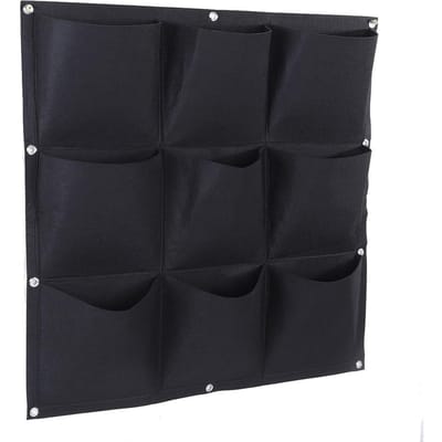 9 Zakken Afbreekbare Verticale Hangende Wandtuin Plant Kweekzak Pot Container (Groen) zwart