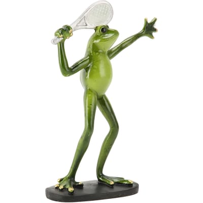 Statue Grenouille Résine Grenouille Sportive Figurine Décor Sculpture Statue Artisanat pour Jardin Extérieur Patio Pelouse Bonsaï Porche Jeu beige