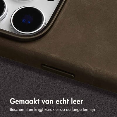Accezz Hoesje - Geschikt voor iPhone 16 Pro Max - Vintage Leather geschikt voor MagSafe Backcover - Rustic Brown
