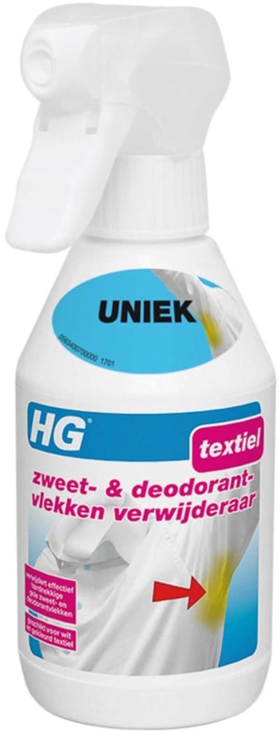 HG zweetvlekkenverwijderaar - 250ml - effectief tegen zweet- en deodorantvlekken - geschikt voor wit en gekleurd textiel