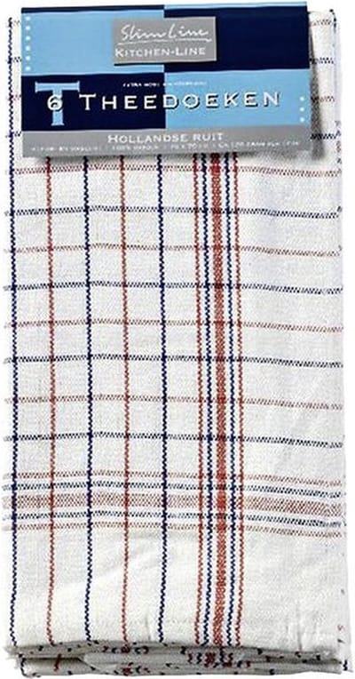 Slimline Theedoeken Hollandse Ruit 70 x 70 cm - Pak 6 stuks