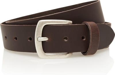 Timbelt bruine leren riem - jeans riem - bruin - 100% leder - Maat 95 - Totale lengte riem 110 cm