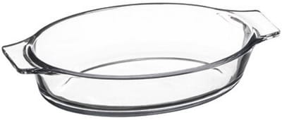 Mini Ovaal Glazen Schaaltje 20 x 11 cm - Met Geïntegreerde Handvatten - Oven- en Saladeschaal - Glas - Glazen schaal - Klein