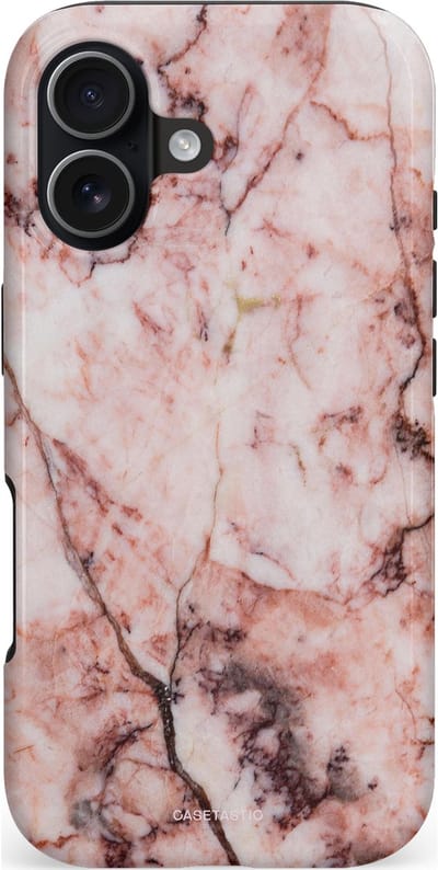 Casetastic hoesje geschikt voor Apple iPhone 17 - MagSafe - Dubbellaagse bescherming - Koraalrif Marmer - Fashion Case - Lichtroze Perzik