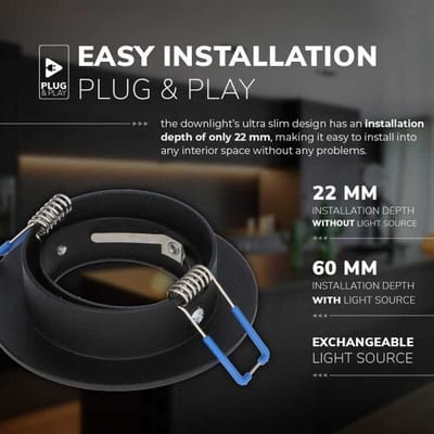 HOFTRONIC Miro - LED Inbouwspot - Kantelbaar armatuur - Diameter 93mm - GU10 Fitting incl. lamphouder - Rond - IP20 - Zwart