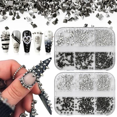 Dailygoods- Nagel Charms Donkere Elegant - Gothic Decoraties - 3D Platte Metalen Spikes - Punk Nagel Versiering - Huidvriendelijke Zinklegering - Luxe Textuur - Nagelversiering