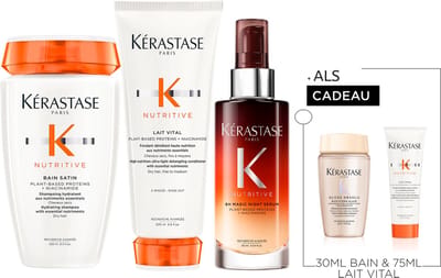 Kérastase Nutritive Trio + 2 Cadeau's - Shampoo 250ml, Conditioner 200ml & 8H Magic Night Nachtserum 90ml + Shampoo 30ml & Conditioner 75ml Cadeau - Fijn tot middendik droog haar