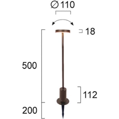 Viokef LED sokkellamp Tango roestbruin, hoogte 50 cm metaal, grondpen