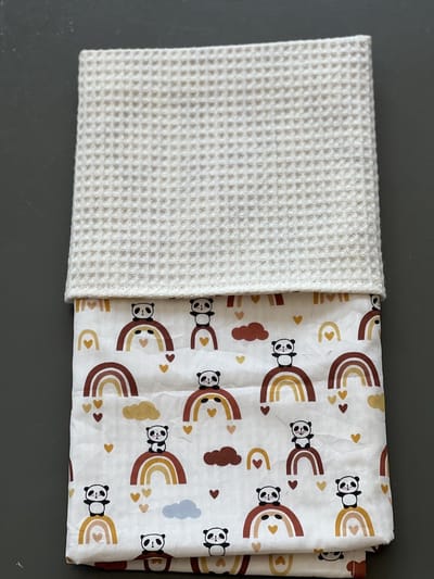 baby deken kinderwagen deken wieg deken creme panda regenboog 60 x 90 cm