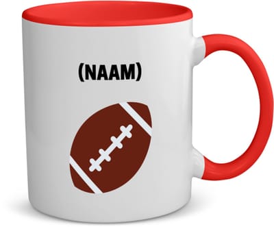 Akyol - rugbybal met eigen naam koffiemok - theemok - rood - Rugby - mensen die houden van rugby - gepersonaliseerde - sport - rugby liefhebbers - verjaardagscadeau - kado - gift - geschenk - verrassing - 350 ML inhoud