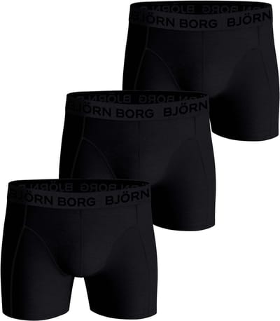 Björn Borg Cotton Stretch Boxershort Heren - Zwart/Zwart - 3 stuks - Heren onderbroeken - Katoenen Boxer - Maat XXL