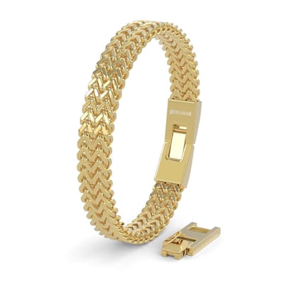 SERASAR | Premium roestvrijstalen armband heren [Franco] | Waterdicht | Veilige sluiting | Inclusief sieradendoosje | Kleur: Goud | Lengte: 17 cm