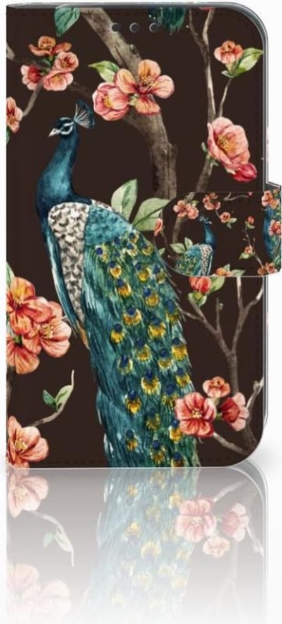 Samsung Galaxy Xcover 4 | Xcover 4s Telefoonhoesje met Pasjes Pauw met Bloemen