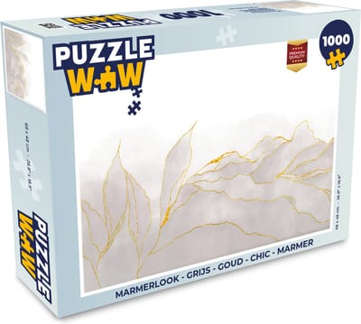 Puzzel Marmerlook - Grijs - Goud - Chic - Marmer print - Legpuzzel - Puzzel 1000 stukjes volwassenen
