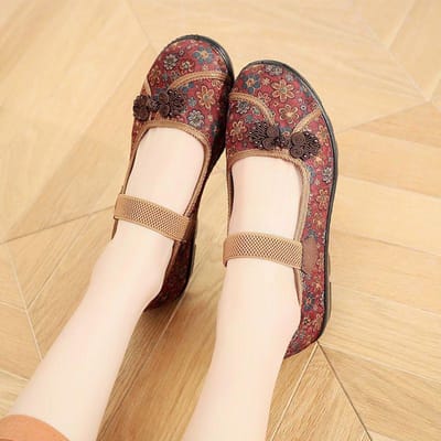 Chaussures d'été pour femmes d'âge moyen, chaussures en tissu respirant à semelle souple, chaussures plates en maille pour maman 43