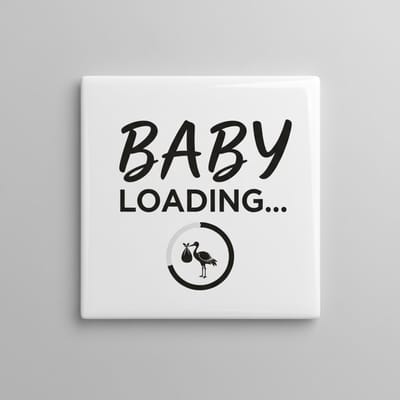 Baby Loading Keramische Tegel 15x15 cm – Schattige Zwangerschapsaankondiging Wanddecoratie & Babyshower Cadeau