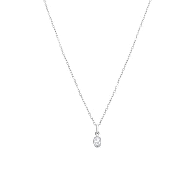 Lucardi Dames Stalen ketting met zirkonia - Ketting - Staal - Zilverkleurig - 47 cm