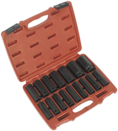 16-delige Diepe Slagsleutel Set - 1/2" Vierkante Aandrijving - Metrische Dopsleutels