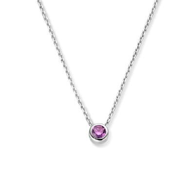 Zilver Gerhodineerd Collier Met Geboortesteen Zirkonia 41 + 4 Cm 1335938