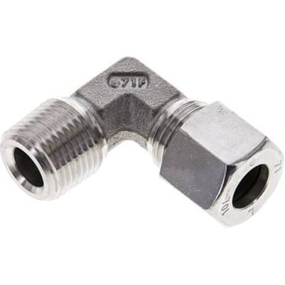 3/8'' NPT Buitendraad x 10L RVS Elbow 90deg Snijring 315 Bar DIN 2353 - FL2E-MC-ST-038N-10-L