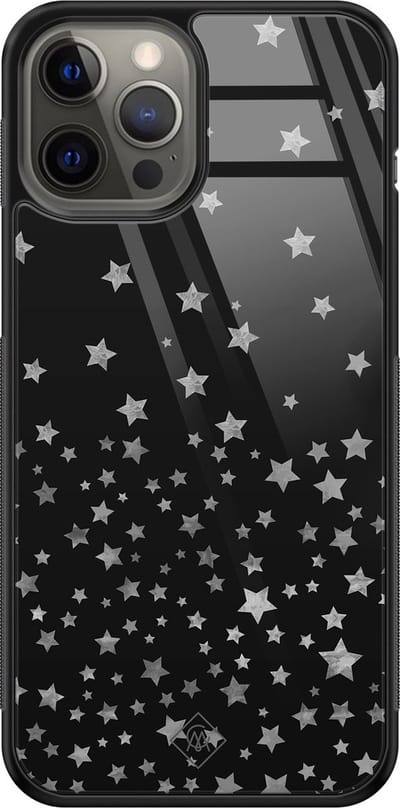Casimoda® hoesje - Geschikt voor iPhone 12 Pro Max - Falling Stars - Luxe Hard Case Zwart - Backcover telefoonhoesje - Zwart