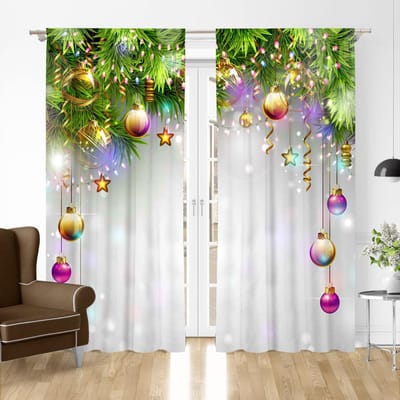 Kerstgordijn 3D-geprint Liefdevol Cadeau Raamgordijnen Set van 2 Panelen voor Slaapkamer WoonkamerCortinas Para La Sala 100W160H(CM)40x63in&Grommet Top